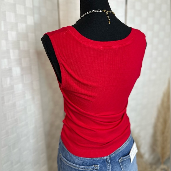 Michael Stars OS Red Ribbed Tank - Picture 3 of 4